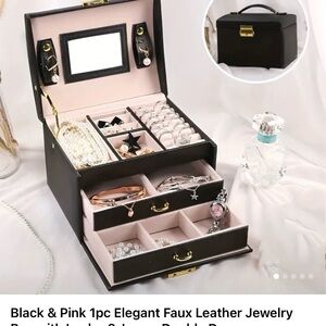 Elegant Black and Pink Jewelry Box